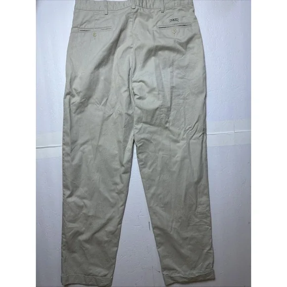 Polo Ralph Lauren Mens Pants Beige 34x32 Pant Pleated Cuffed Cotton - Picture 3 of 6
